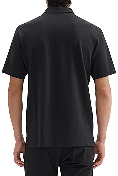 Theory Men's Ryder Quarterzip Polo in Relay Jersey, Black at